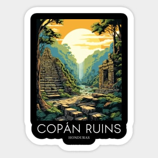 A Pop Art Travel Print of the Copán Ruins - Honduras Sticker